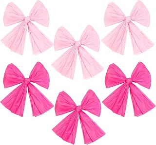 Patelai 6 Pcs Pink Bow Background Wall DIY Tablecloth Giant Bow Wall Decor Coquette Birthday Party Decorations for Home Decor Backdrop Baby Shower Bridal Showers Wedding Bachelorette 19 x 25