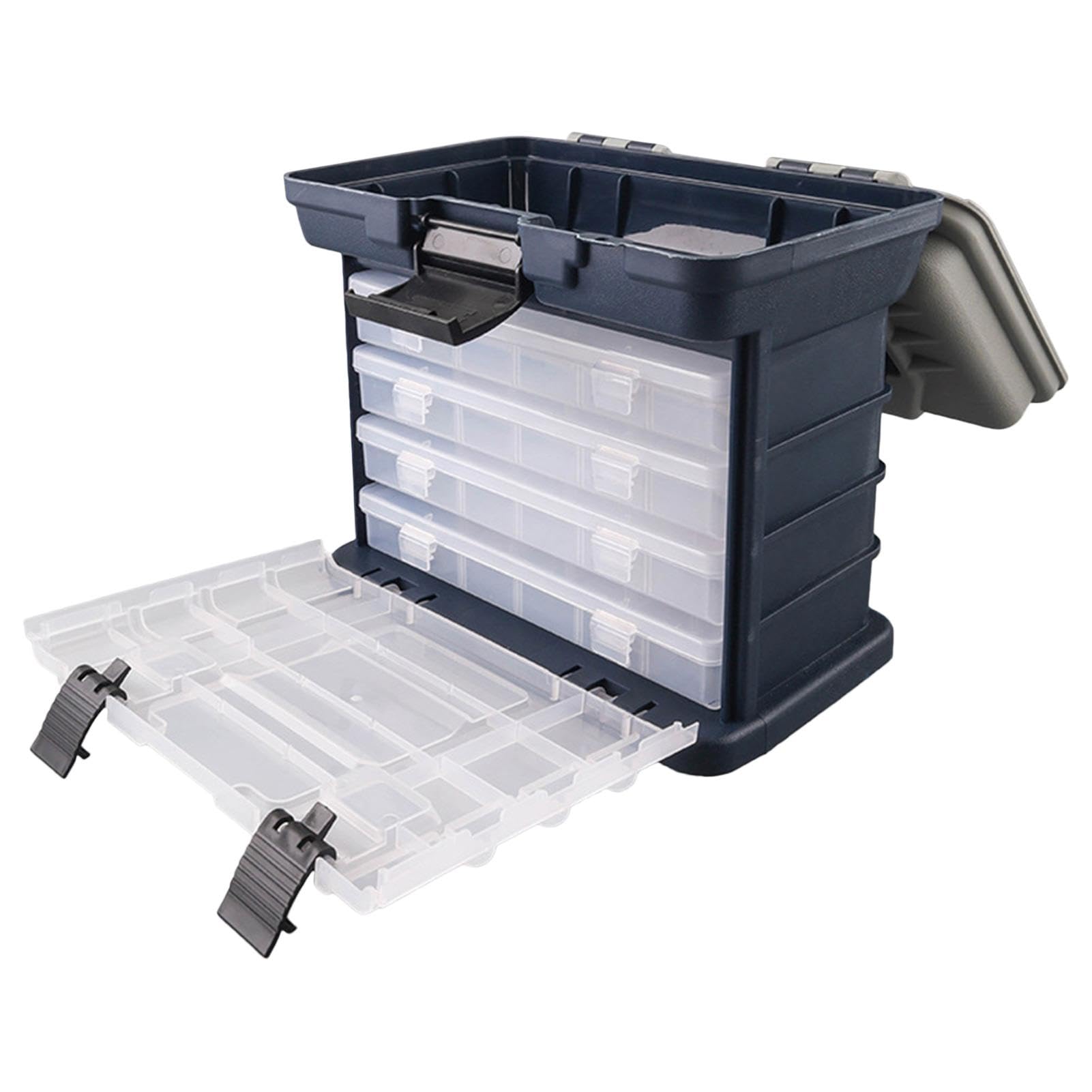 Tackle Box Organizer – Angelausrüstungs-Organizer, tragbarer Angel-Organizer mit 4 Schubladen, Angelbox, Organizer, Outdoor- , Aufbewahrungsbox mit mehreren Fächern