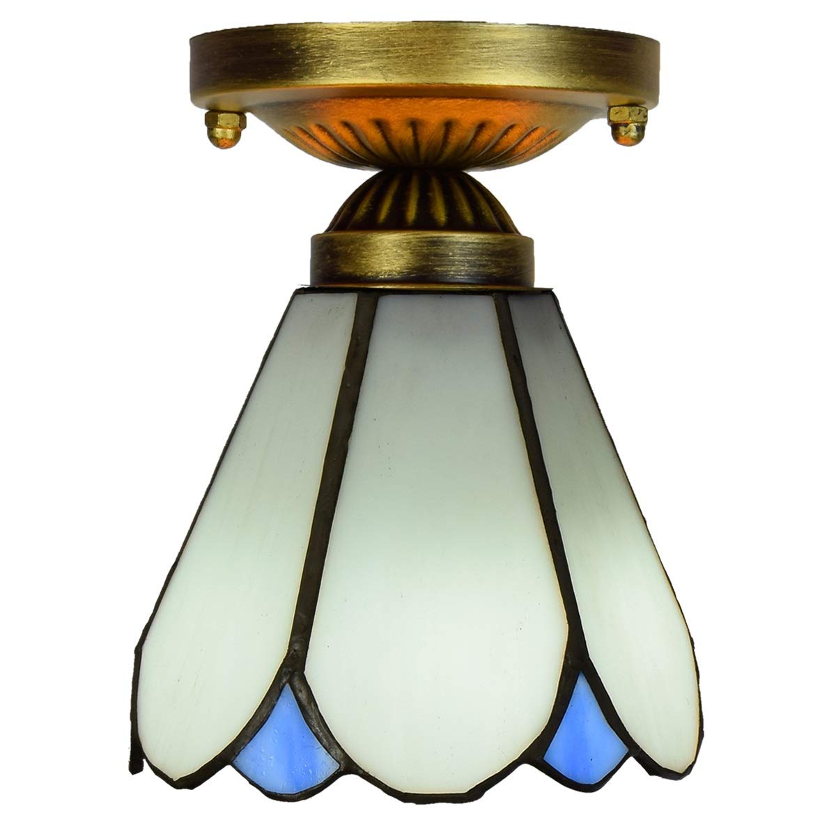 LYMSXAZOU Stained Glass Ceiling Lighting 6" European Mediterranean Modern Minimalist White Aisle Corridor Balcony Bay Window Small Lamp
