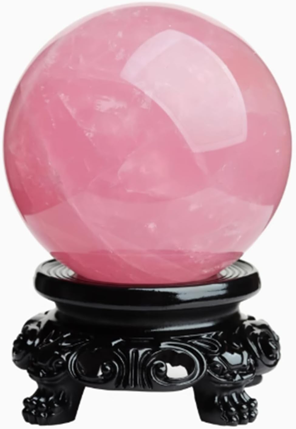 Decorative Rose Quartz Crystal Ball, Stone Sphere with Stand, for Home Decor Feng Shui,5cm