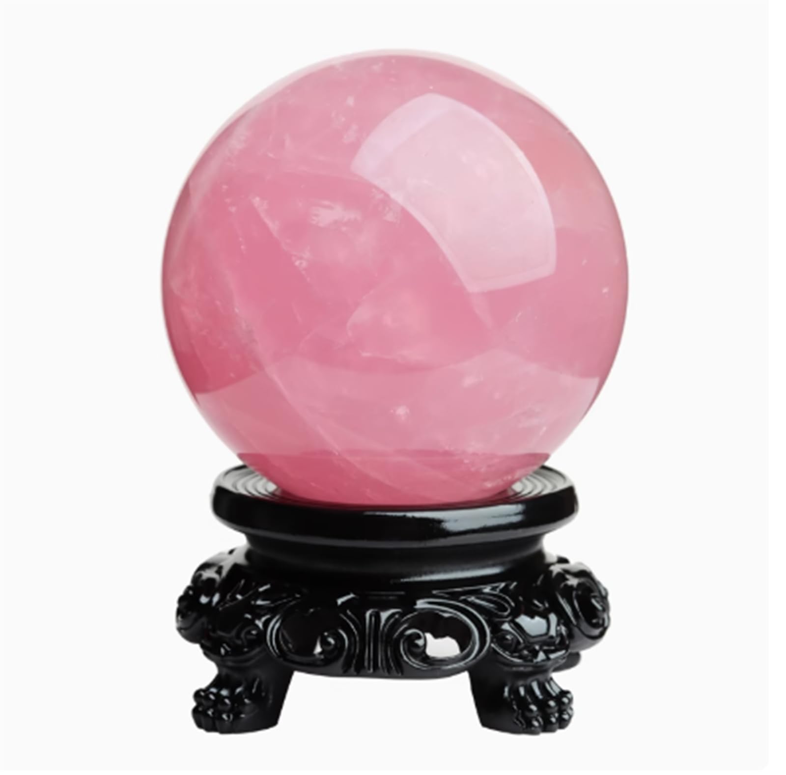 DPURPIWADY Decorative Rose Quartz Crystal Ball, Stone Sphere with Stand, for Home Decor Feng Shui,6cm
