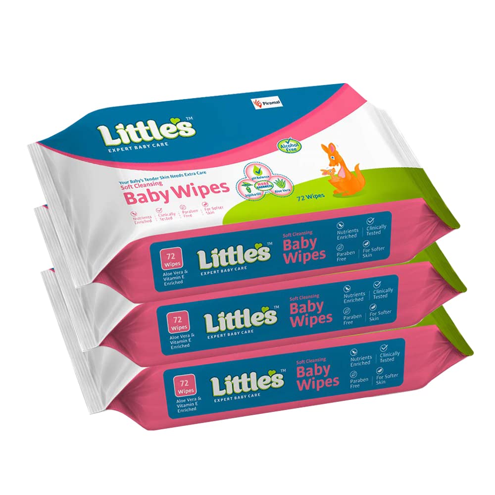 Little's Soft Cleansing Baby Wipes with Aloe Vera, Jojoba Oil and Vitamin E (72 wipes) - Pack of 3-image-20