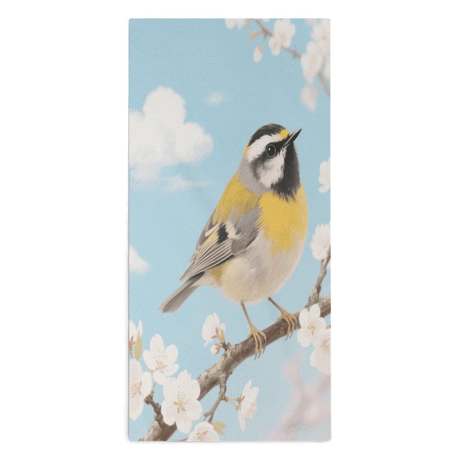 YUXBVKRS Spring Birds Blooming Flowers Hand Towels for Bathroom 14x29 Inch