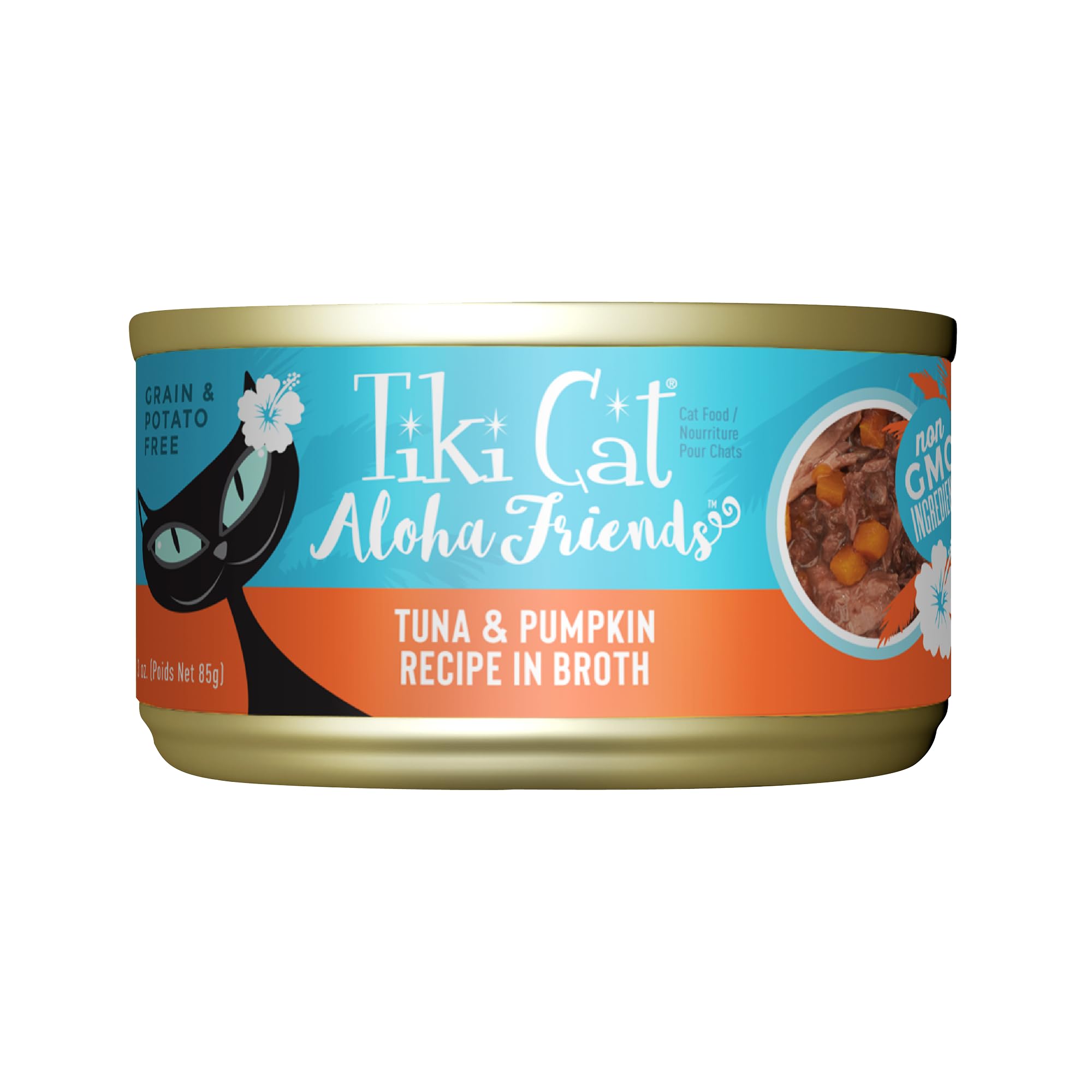 Tiki Cat Aloha Friends, Tuna & Pumpkin, Grain-Free & High Moisture, Wet Cat Food for All Life Stages 3 Oz. Cans (Case of 12)