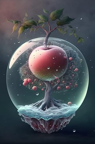 Kits de pintura de diamantes 5D, pintura de diamantes Life Apple Tree Full Diamond punto de cruz hecho a mano para principiantes, manualidades de