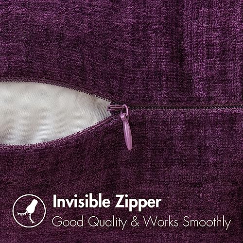 Image of MIULEE Pack of 2 Couch Throw Pillow Covers 20x20 Inch Soft Plum Purple Chenille Pillow Covers for Sofa Living Room Solid Dyed Pillow Cases