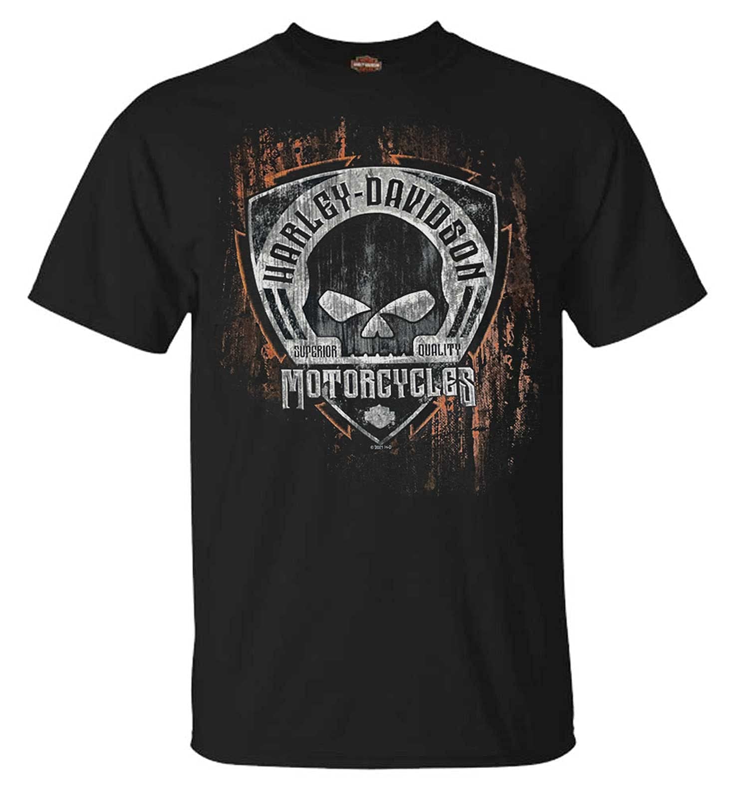 Harley-Davidson Men's Corrosion Skull Crew-Neck Short Sleeve T-Shirt - Black