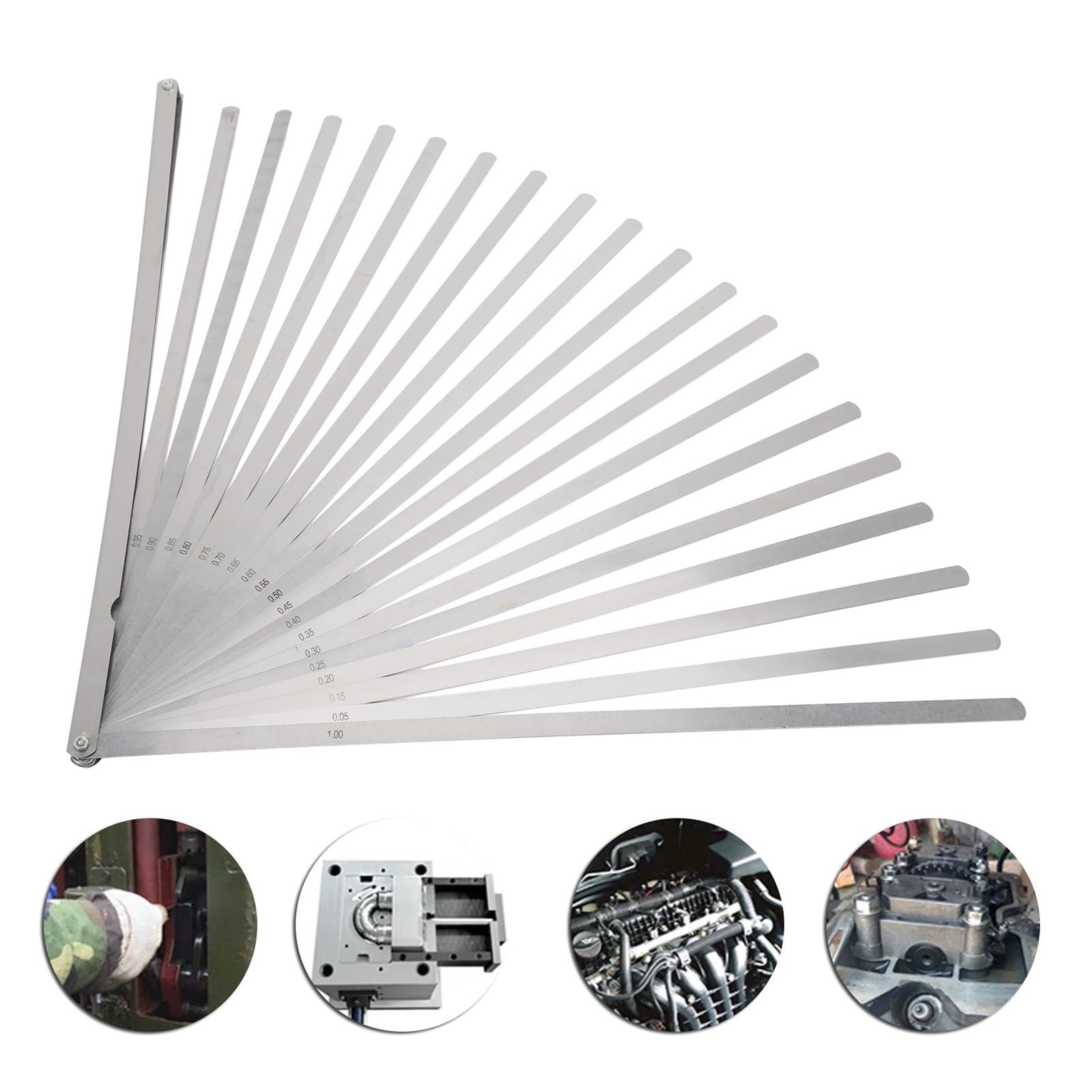 Galgas Reglaje Valvulas, Medidor de espesores de 20 cuchillas de alto 0,05-1,0 medidores de espesor medidores de espesores herramienta de medición de carpintería