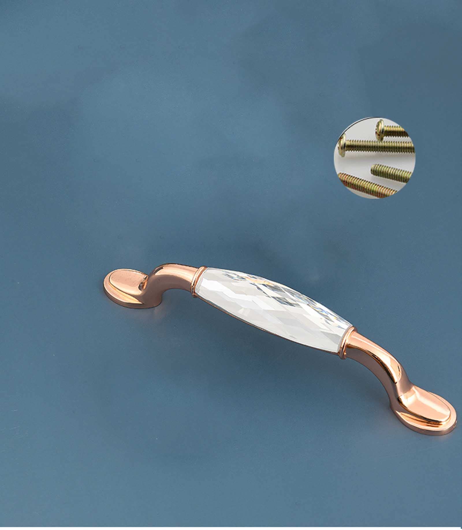 Sgxxkj123 Rose Gold White Crystal Cabinet Handles, Glitter Drawer Pull Handles, Modern T Bar Door Kitchen Cupboard Handles Hardware Drawer Dresser Pull Handles,Decorative Furniture Knob For Home (128Mm(5In),)