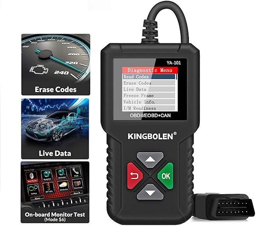 KINGBOLEN Escáner OBD2, lector de código, herramienta de escaneo de verificación de luz de motor automotriz comprueba el sensor O2 y los sistemas