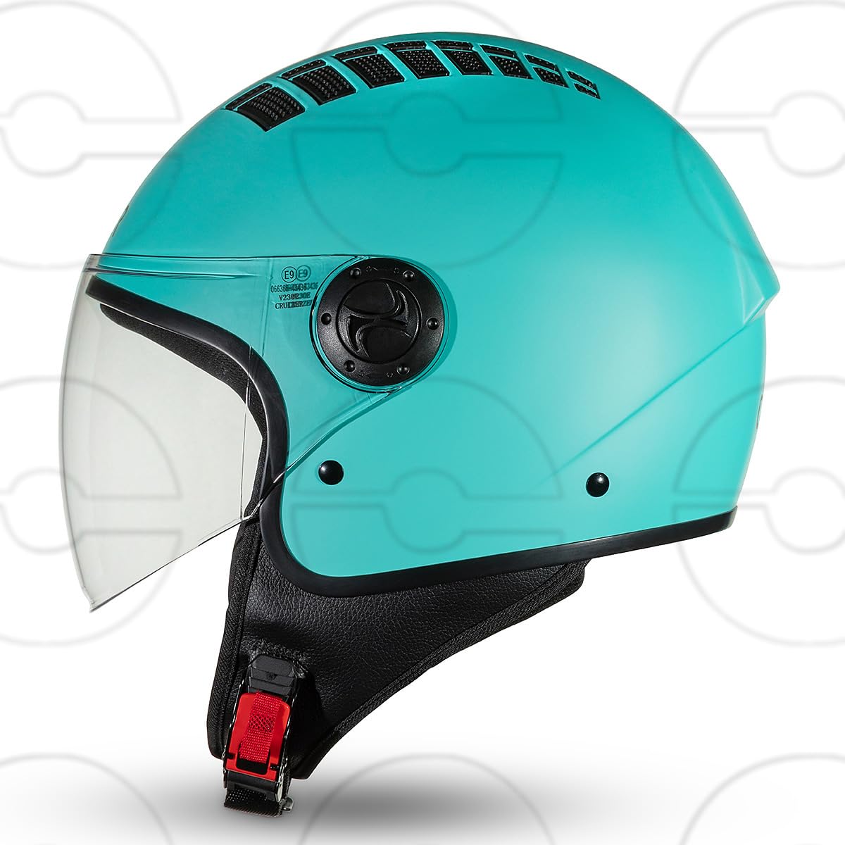 Cruizer Casco Jet Moto Scooter Omologato Visiera Singola Celeste