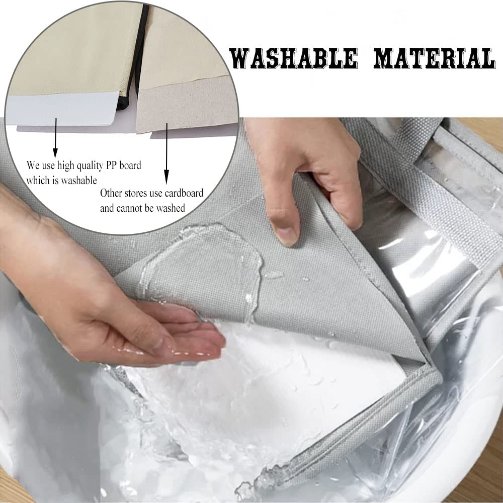 fazhongfa 6 bolsas de polvo para bolsos de mano, organizador de almacenamiento transparente, no tejido, para colgar, armario, con cremallera y asa (XL gris claro)