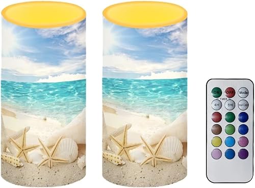NETILGEN Juego de 2 velas LED eléctricas sin llama, con temporizador de control remoto, luz multicolor de larga duración para decoración de fiestas,