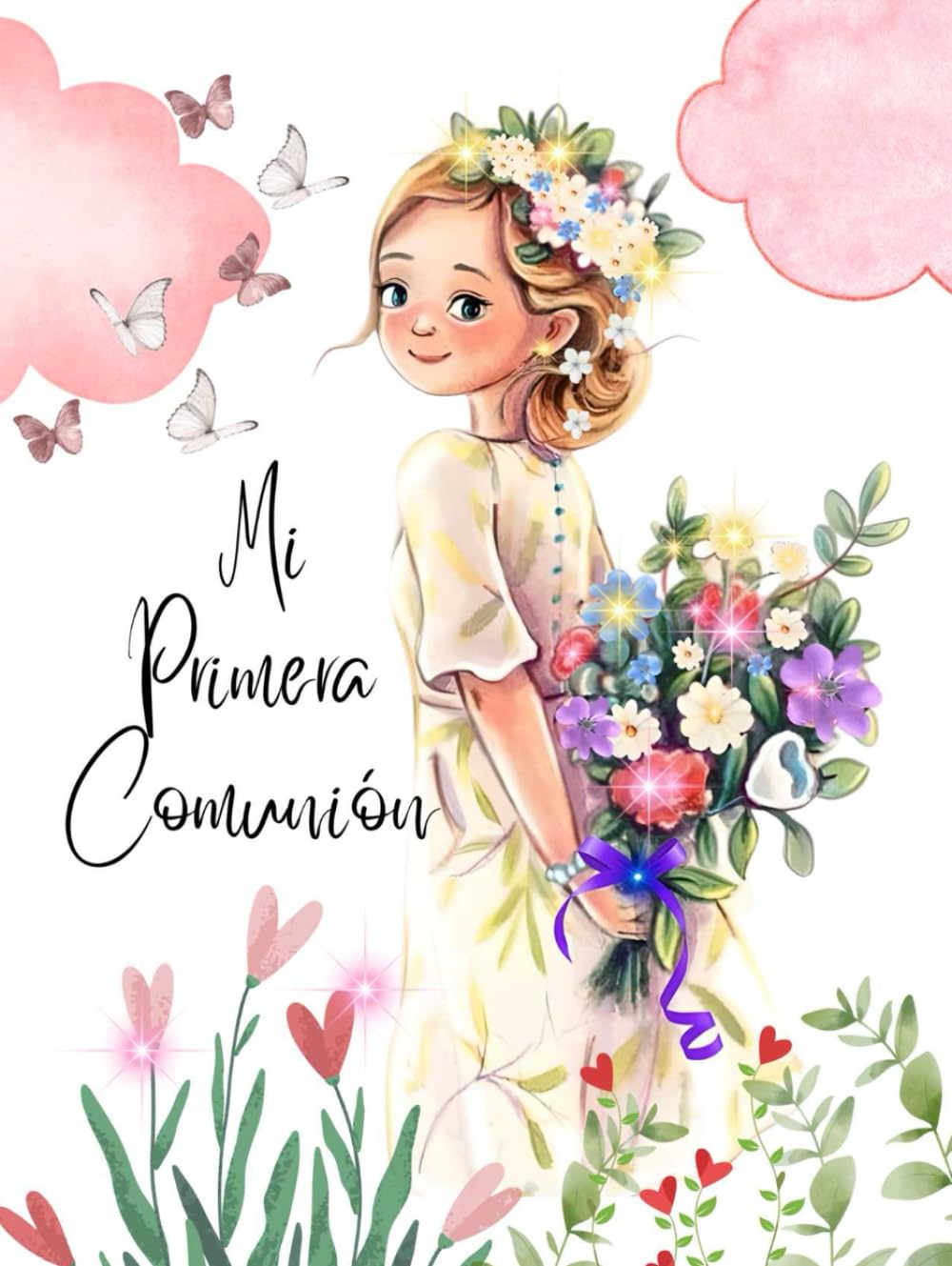 Mi Primera Comunión niña flores. Libro de Firmas Comunión, alegre, colorido. Libro para dedicatorias, album de fotos, anécdotas, libro de ... Primera Comunión. My first communion book