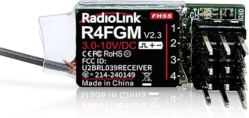Radiolink R4FGM V2.3 4 canales Tiny RC Gyro Receptor para Mini RC Cars 1/28 y barcos, soporte servo de alto voltaje de 3-10V, larga distancia de
