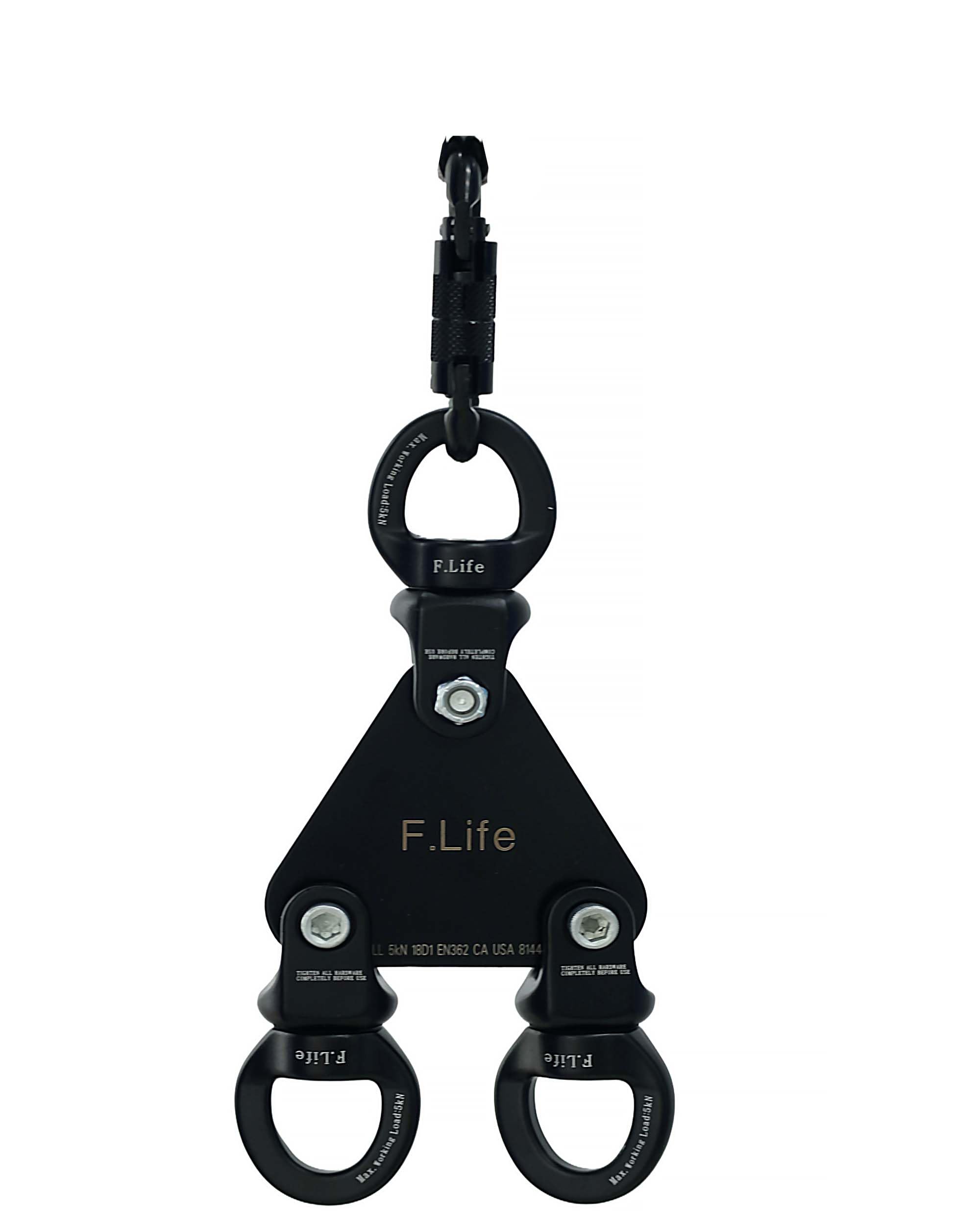 Twist-Free Aerial Straps Loop Rigging Hardware Set Triangle Spreader Plate 3 Shackle Swivels for Dual Point Circus Acrobtic aerial sling Hanging (Black1)