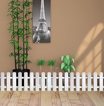 REONEX Garden Fence/Picket Fence - Plant Partition Fence (with Spike for Soil Insert) Solid WPC Material - White - 6 Running feet Fence Coverage (Set of 6)