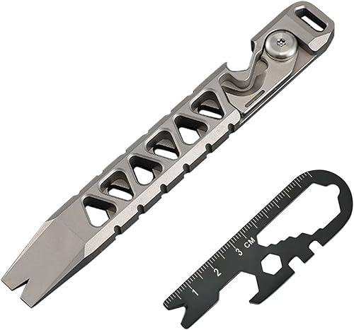 Titanium Mini EDC Pry Bar Pocket Tool Pry Bar Bottle Opener Keychain Outdoor ToolMultitool Tools Titanium Hand tools for Men Stonewash