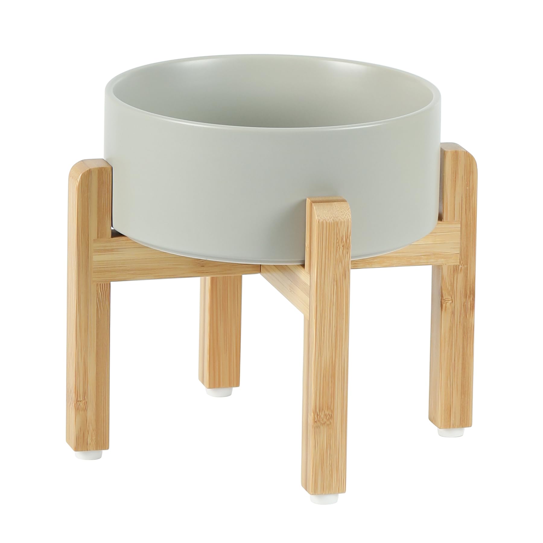 Havniva Weighted Elevated Ceramic Dog Bowl with Stand for Medium Breed Dogs, Pet Food and Water Bowl, 18.5cm, 1.2L, Grey