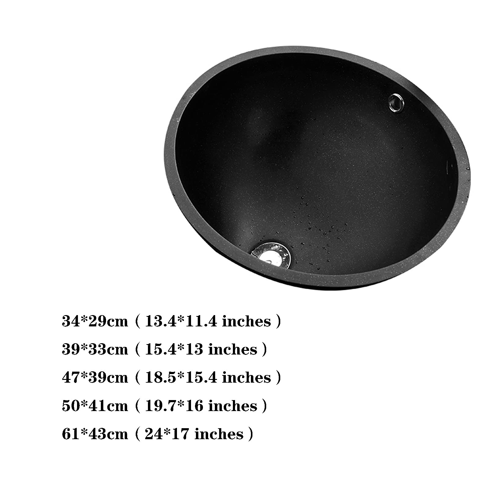 Fregadero de un Solo Cuenco, Fregadero de Barra de Cocina, Fregadero Ovalado de Piedra de Cuarzo, instalación de Lavabo Debajo y sobre encimera, Kit Completo de Hardware para mejoras del Hog