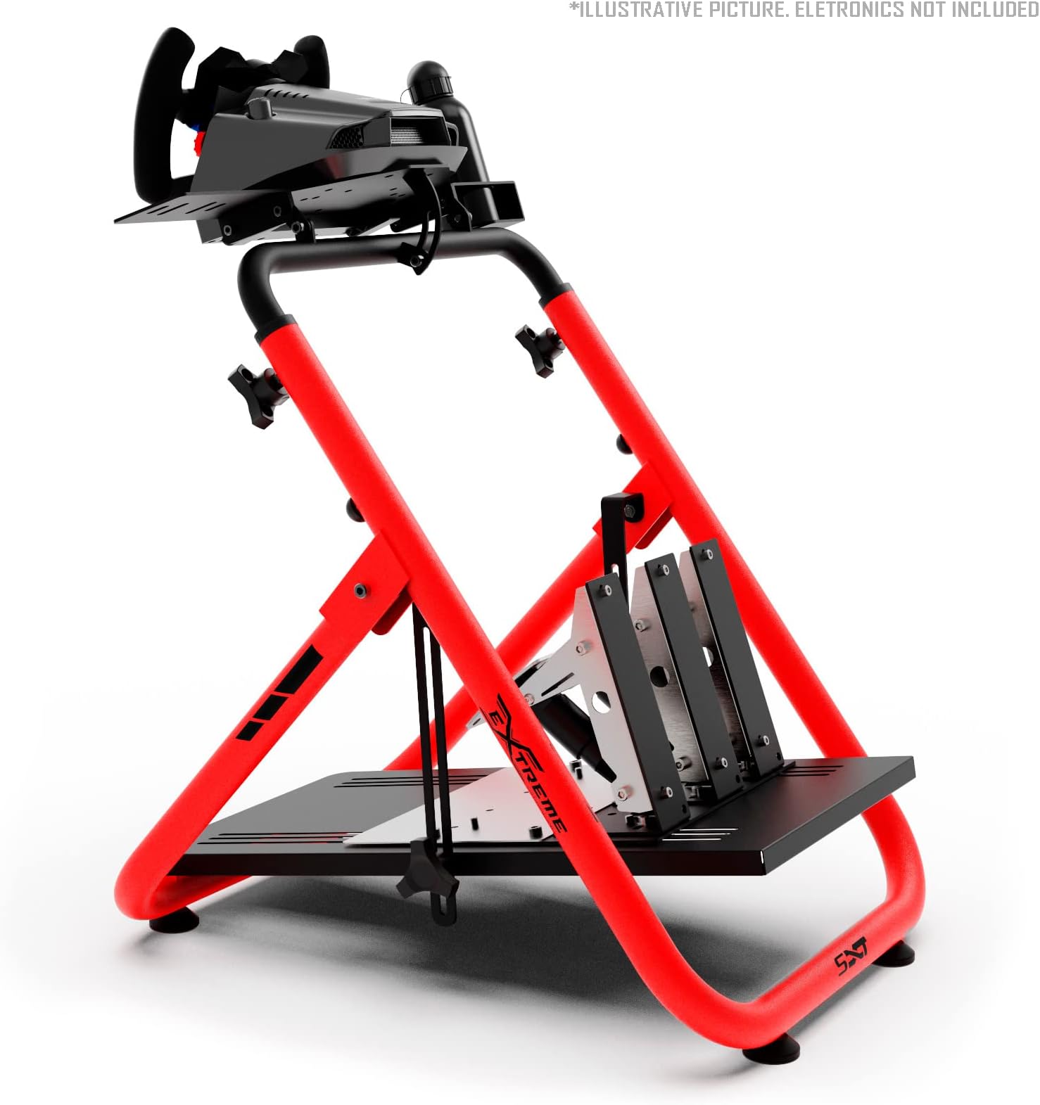 Extreme Sim Racing Wheel Stand Cockpit SXT V2 Racing Simulator - Racing Wheel Stand RED Edition For Logitech G25, G27, G29, G920, G923, Thrustmaster And Fanatec - WHEEL LOCKS INCLUDED