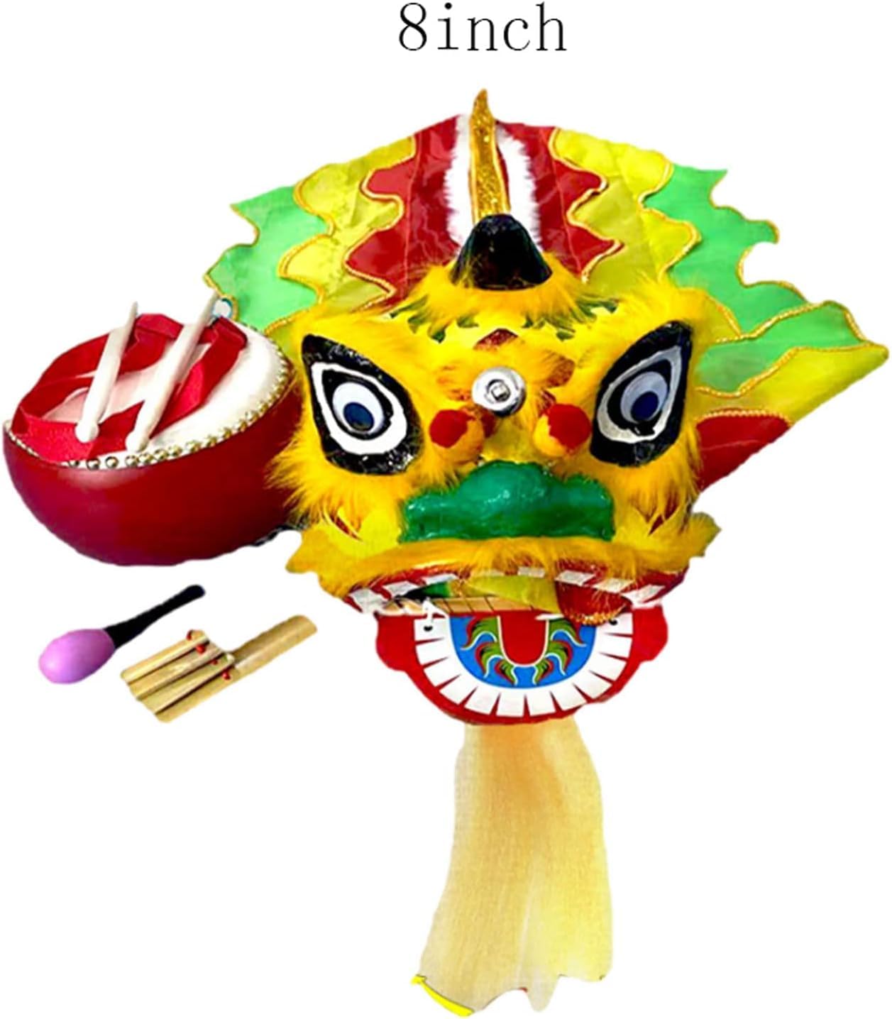 Drachentanz Löwentanz Requisiten Performance Chinesischer Drachentanz, Löwentanzkopf, 8-Zoll-Löwenkopfanzug, Requisiten Für Volksaufführungen, Gongs Und Trommeln, Kunsthandwerk Chinesischen Maskottche