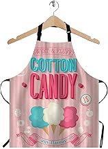 WONDERTIFY Cartoon Candy Apron,Sweet and Fluffy Colorful Candy Pink Background Bib Apron with Adjustable Neck for Men Women,Suitable for Home Kitchen Cooking Waitress Chef Grill Bistro Baking Apron