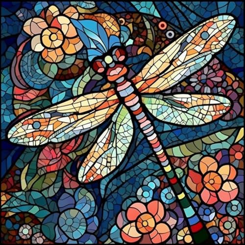 Generic DIY Vitral Libélula DIY carimbado kits de ponto cruz para iniciantes fácil 11CT bordado pont