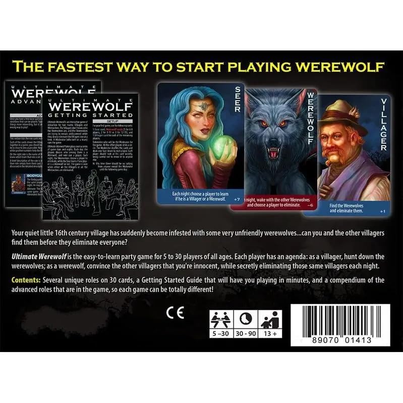 Image of Awestuffs Werewolf Fun Card Game to Play with Your Friends Family (Age: 15 Years Plus Players: 5 to 75)