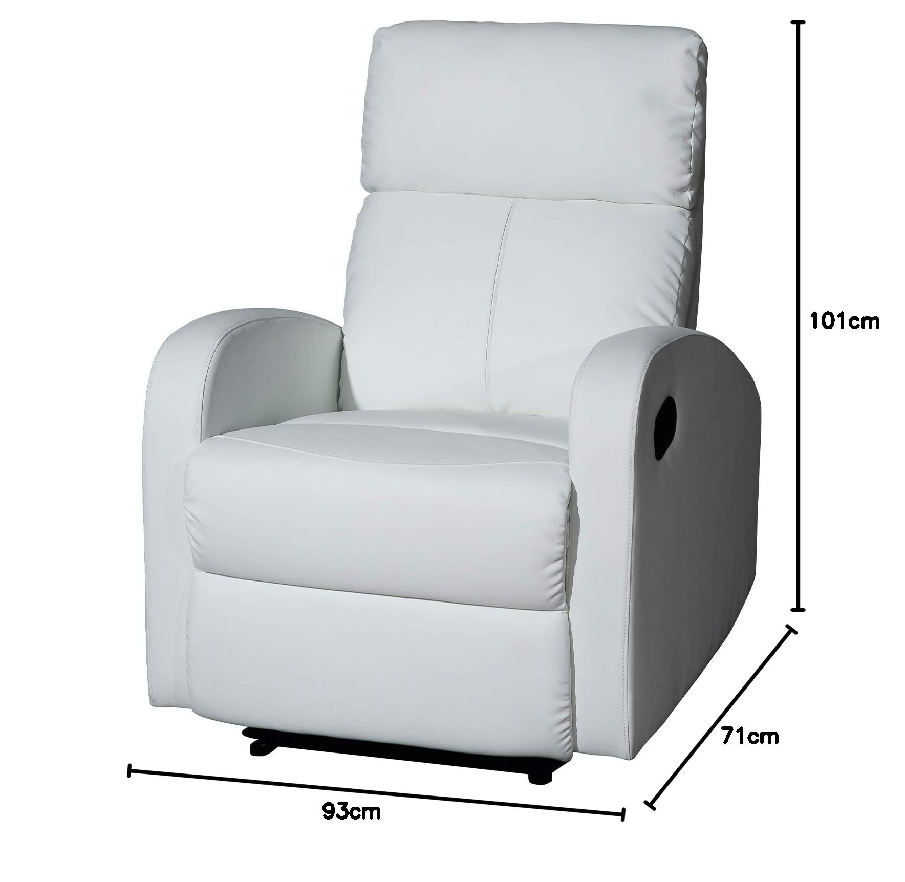 MOMMA HOME - Poltrona Relax Reclinabile - Modello Tavira - Bianco - 71 x 93 x 102 cm - Rivestimento in Ecopelle Imbottito - Struttura Metallica - Leva Manuale