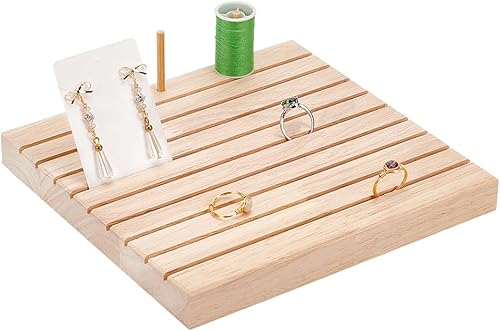 NBEADS Estante de regla de madera de 9 ranuras, soporte de regla de acolchado de madera de trigo y organizador de plantillas, organizador de regla