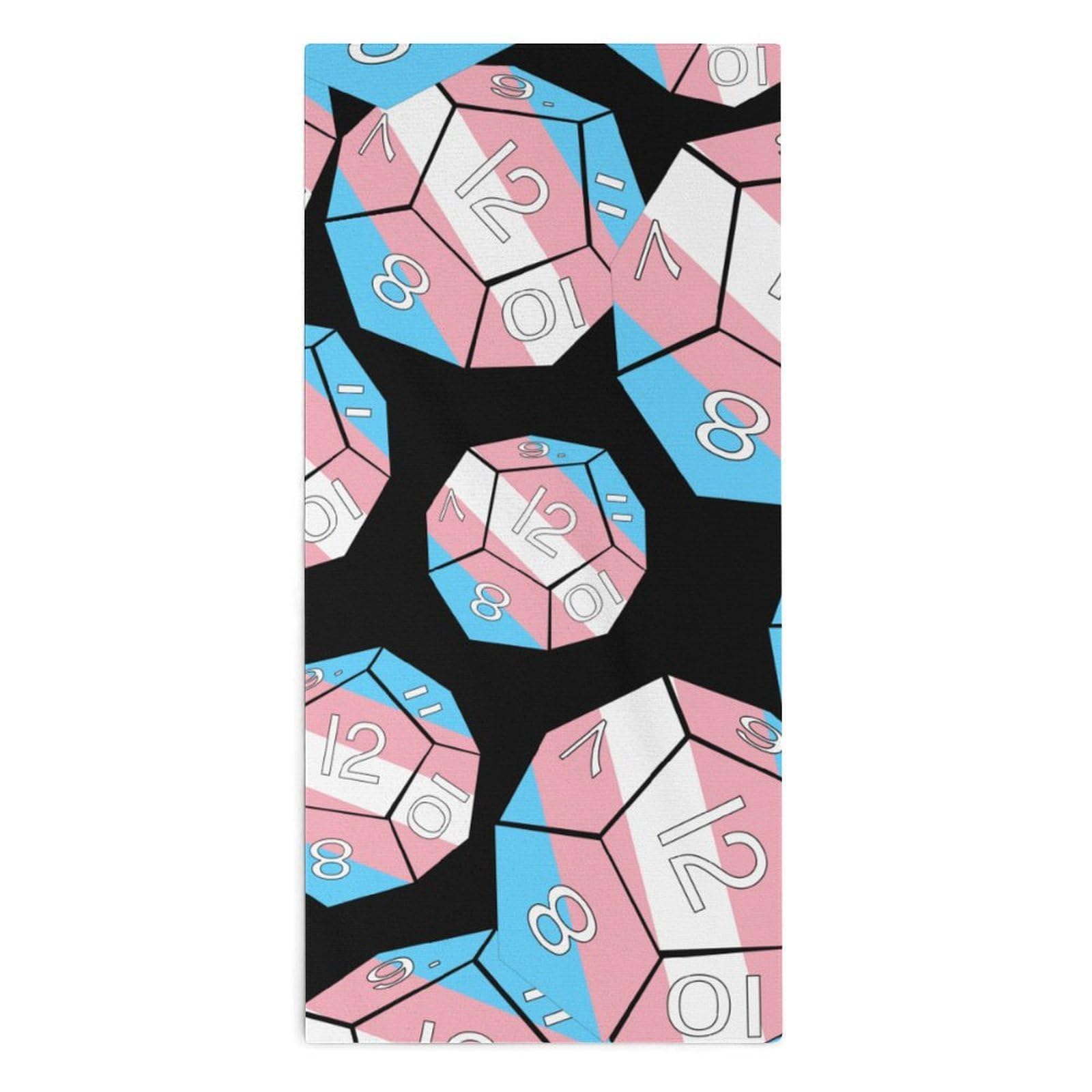 NCLQVJXZKHW Transgender Flag Dice Dragons Dungeons Hand Towels Soft Face Towel Gym Bathroom Travel Hotel 13"x28"