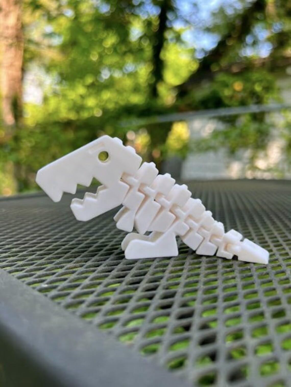 3D Printed Flexi-Rex Articulated Dinosaur Toy | Fidget Toy | Sensory Toy | Your Go-to Dino for Fidgety Adventures! (White)