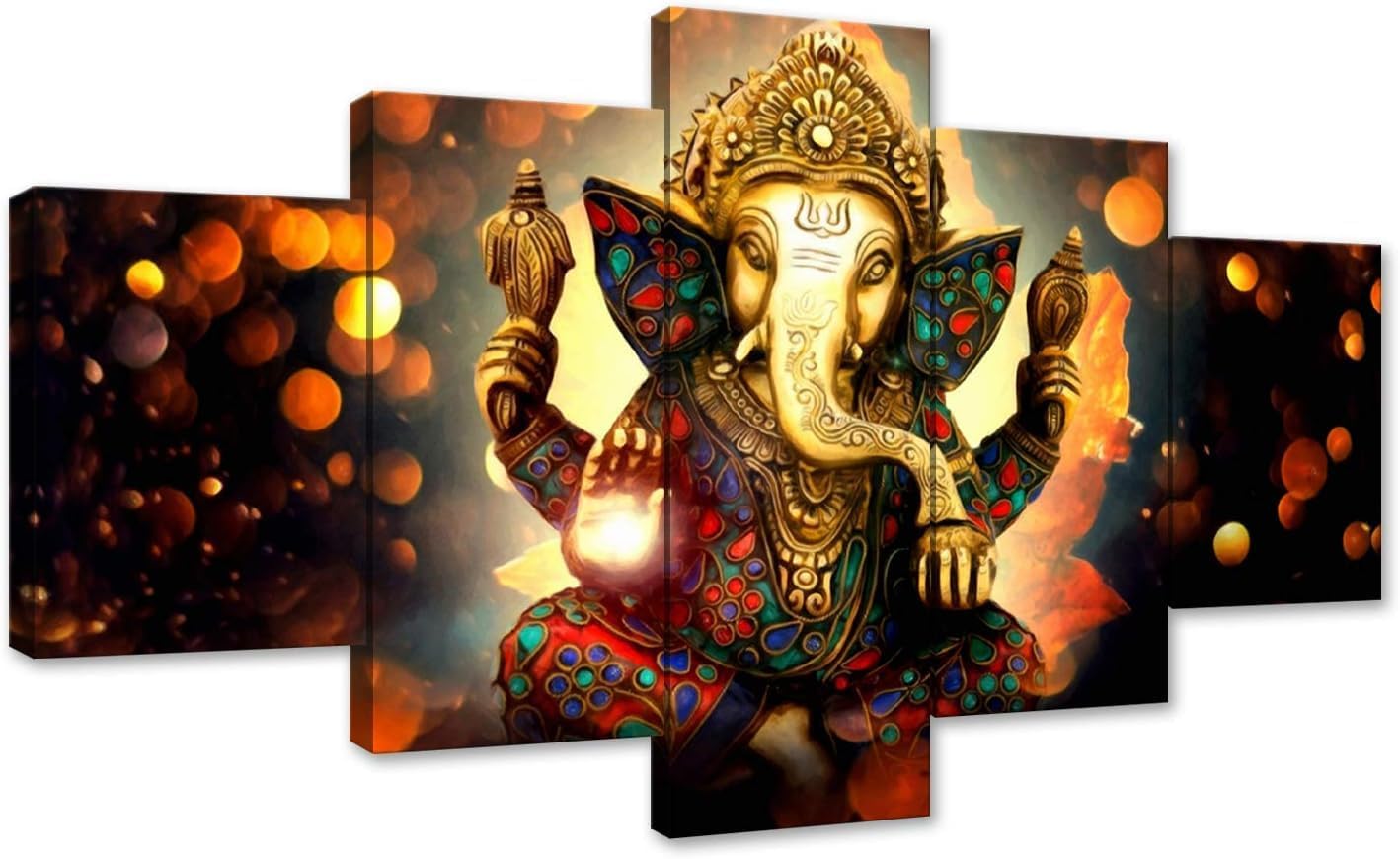 MUMIANWANG5pcs / Set Waterproof Canvas Painting Elephant Trunk God Ganesha HD Print Home Wall Hanging Art Prints Modular Pictures