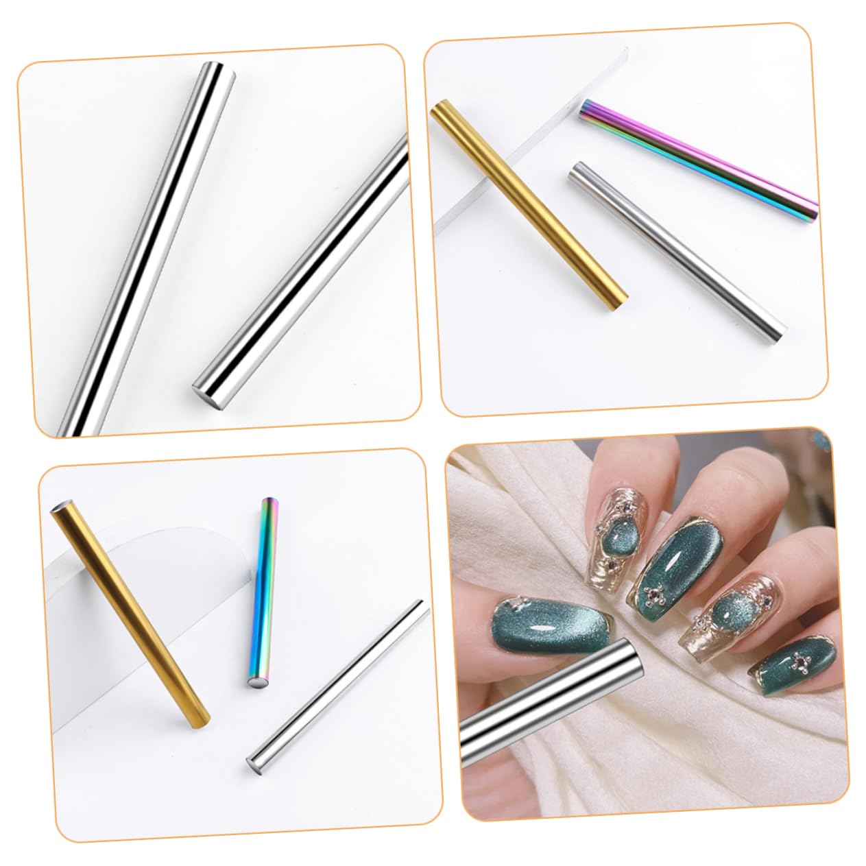 Healvian 6pezzi Magnet Stick Per Unghie Cat Eye Strumento Magnetico Per Manicure Inossidabile Design Cilindrico Per Effetti Unici Su Unghie Gel Professionale Per Nail Art