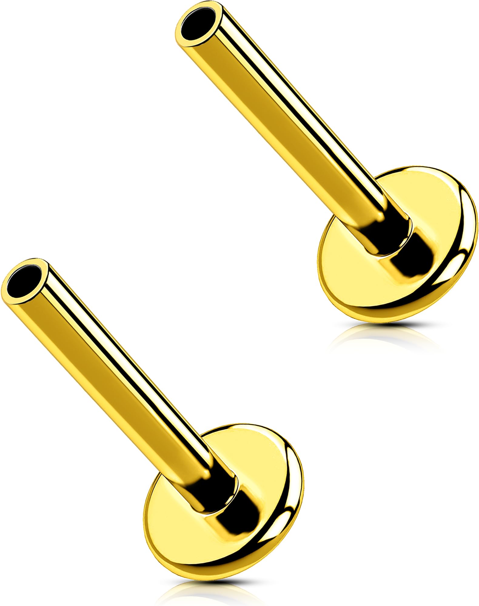 G23 Titanium Flat Back Post (Post Only), Threadless Push Pin &amp; Internally Threaded, 16G/18G/20G, 4.5-14mm, Silver/Gold/Black, Round/Heart/Star/Flower Base for Nose, Helix, Tragus