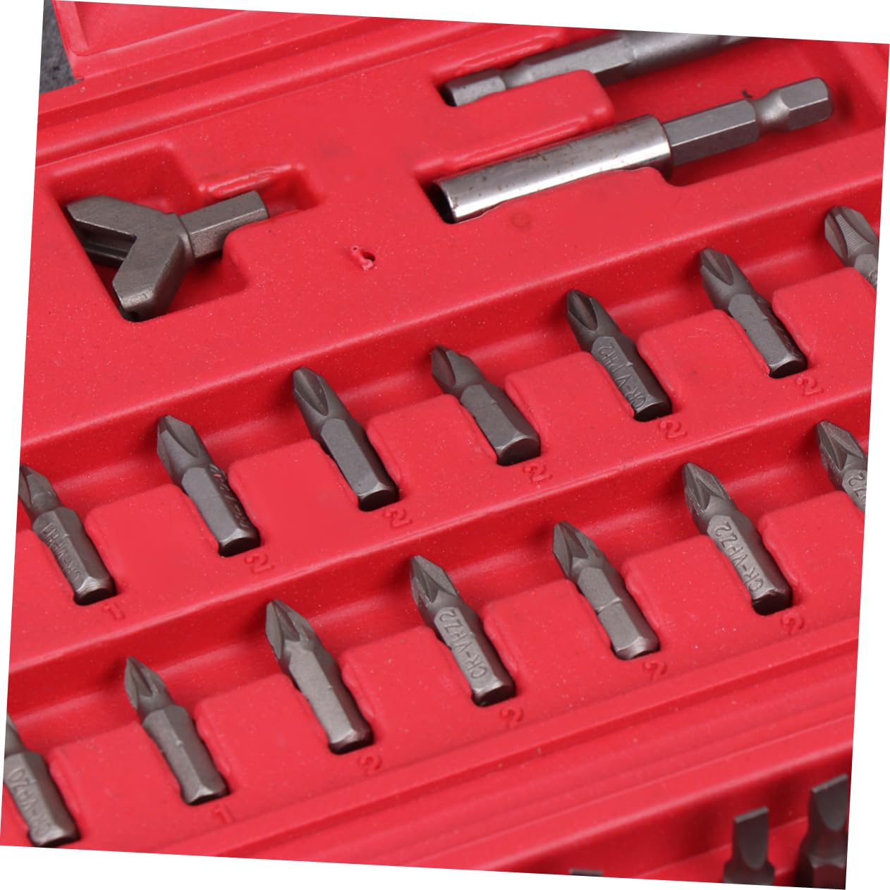 Coffret Embouts de Vissage 100 Pièces, Alliage Chrome-vanadium | Boîte Moulée Rouge, Assortiment Complet, Rangement Organisé et Solide pour Atelier