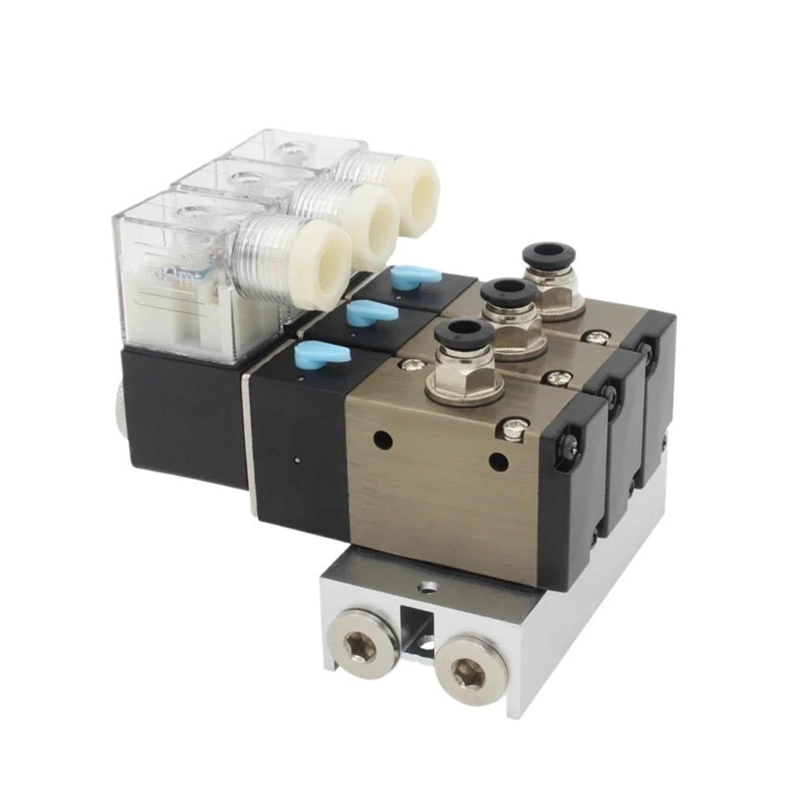 1 szt. 3V310-10-NC normalnie zamknięty blok zaworu elektromagnetycznego z akcesoriami do tłumików Podstawa DC12v 24v AC110v 220v 3 porty (AC110V 10 mm, 3 stacje)