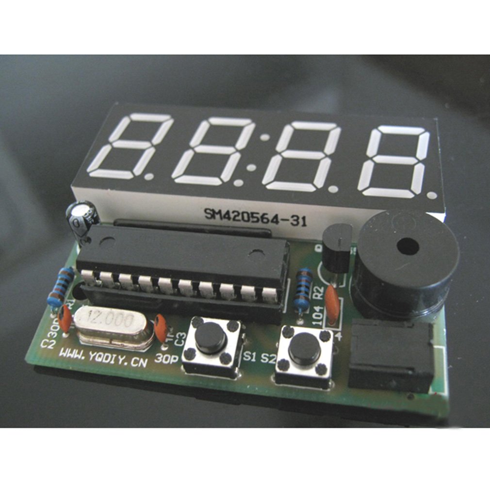 HiLetgo 0.56 Inch 4 Bit Red Digital Tube Electronic Clock DIY Kit Clock Electronic Production Suite Time Chip AT89C2051