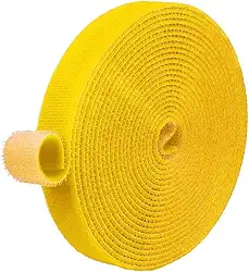 Organizador De Fios Fixação Extrema Rolo prendendo laços de cabo reutilizáveis, premium gravatas de cabo ajustáveis de 5 metros 10mm de largura (Amarelo)