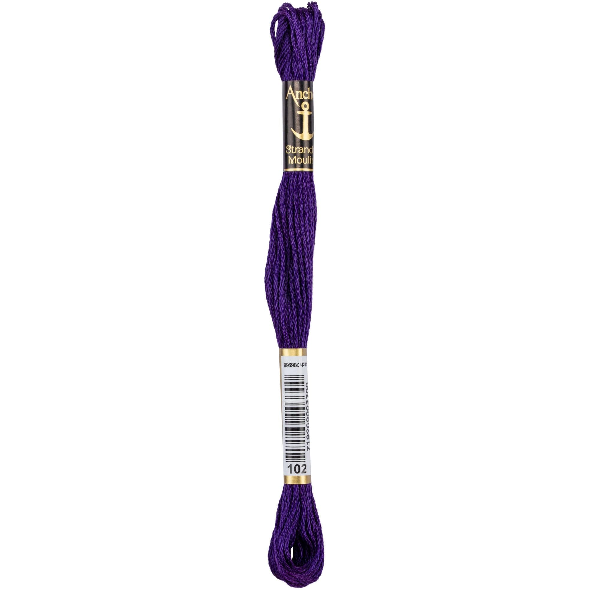 Anchor Mouline Stranded Cotton Embroidery Thread 8m - Purple (0102)