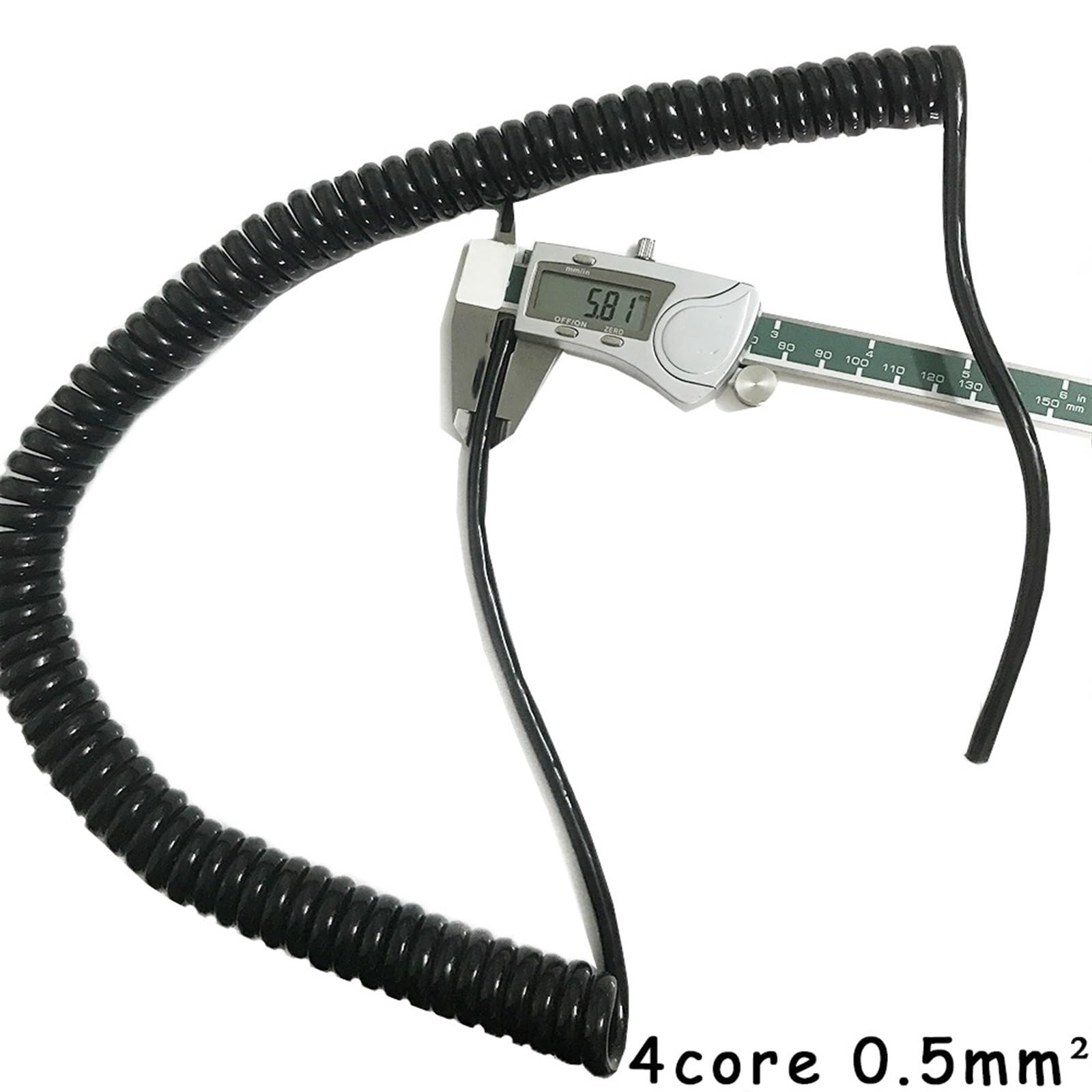 outdoor extension 4 Core Extensible Spring Wire Black Spiral Power Cord Electric Cable 0.5 Square 2.5 Meter 5 Meter 7.5 Meter solar sheathed(Undraw 2.5 meter)