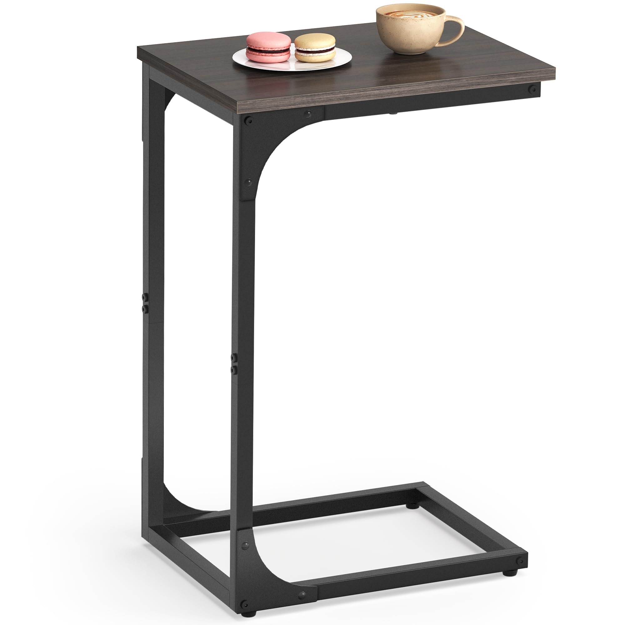 VASAGLE C-Shaped Side Table, Bedside Table, Sofa Side Table, Coffee Table, with Metal Frame, Industrial, for Living Room, Bedroom, Chestnut Brown and Ink Black LET350B74VASAGLE C-Shaped Side Table, Bedside Table, Sof…