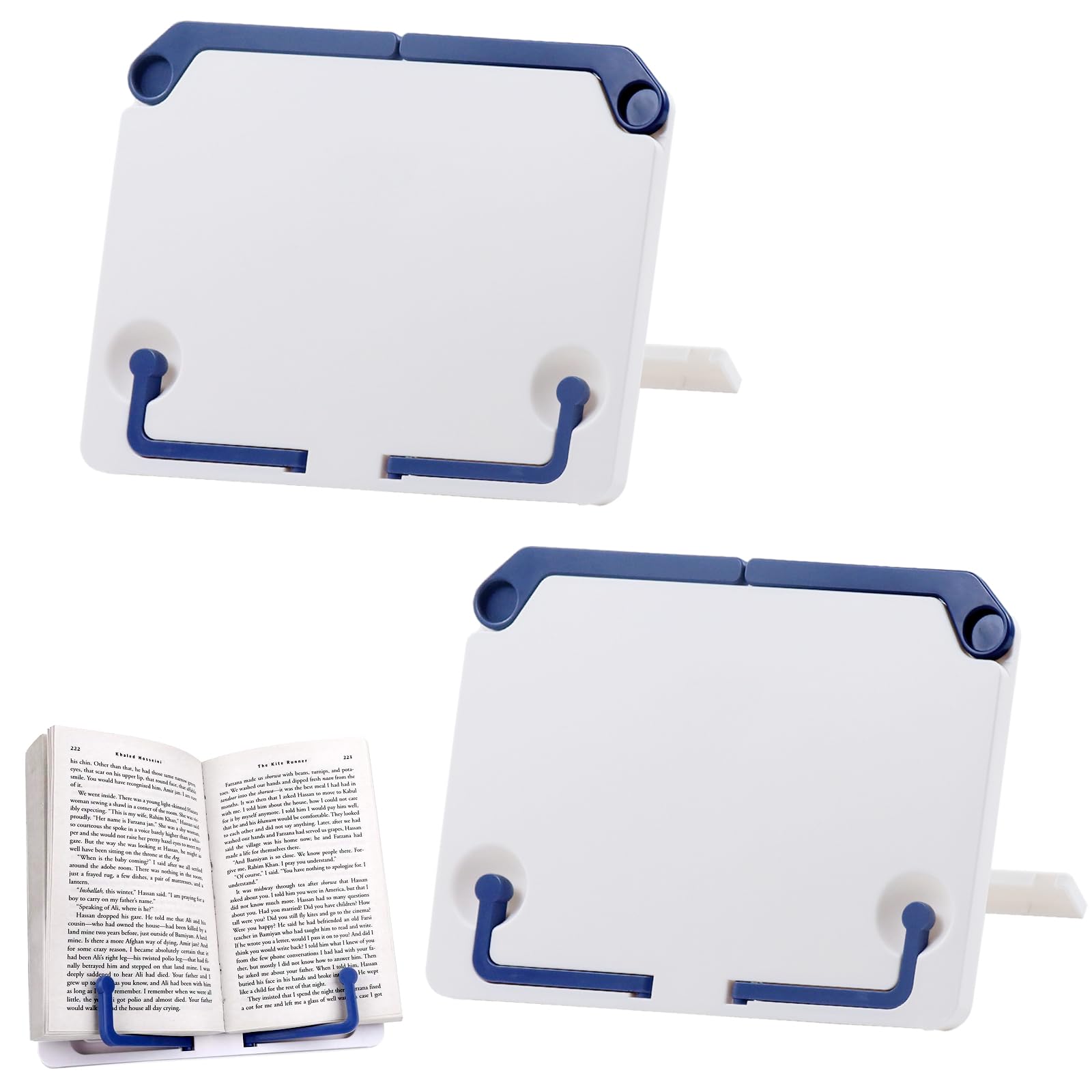 Soporte Libro de Lectura, 2 Piezas Atril de Lectura Portátil, Atril de Lectura para Libros Plegable, Soporte de Lectura para Niños para Recetas Estudiar Partitura Musical, Blanco