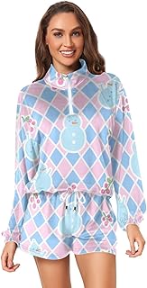 Merry Christmas Blue and Pink Checkered Pattern Sweatpants Set For Women hoodie sets for women 2 Piecing