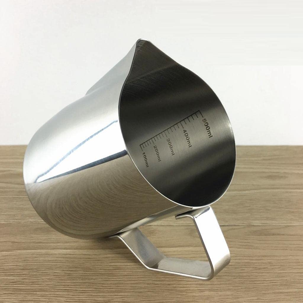 Jarra para Café Jarra para Espumar Leche Garland Cup Jarra para Latte Construida en Acero Inoxidable Sólido con Indicador de Cantidad y de