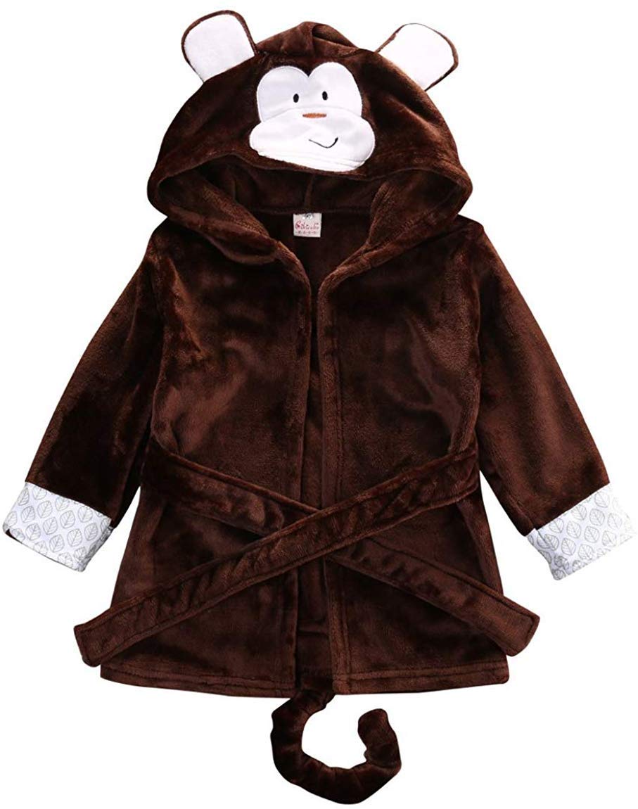 Toddler Baby Bath Robe Unisex Kids Cartoon Animal Hooded Robes Fox Penguin Bathrobes Pyjamas for Boys Girls 3t-4t