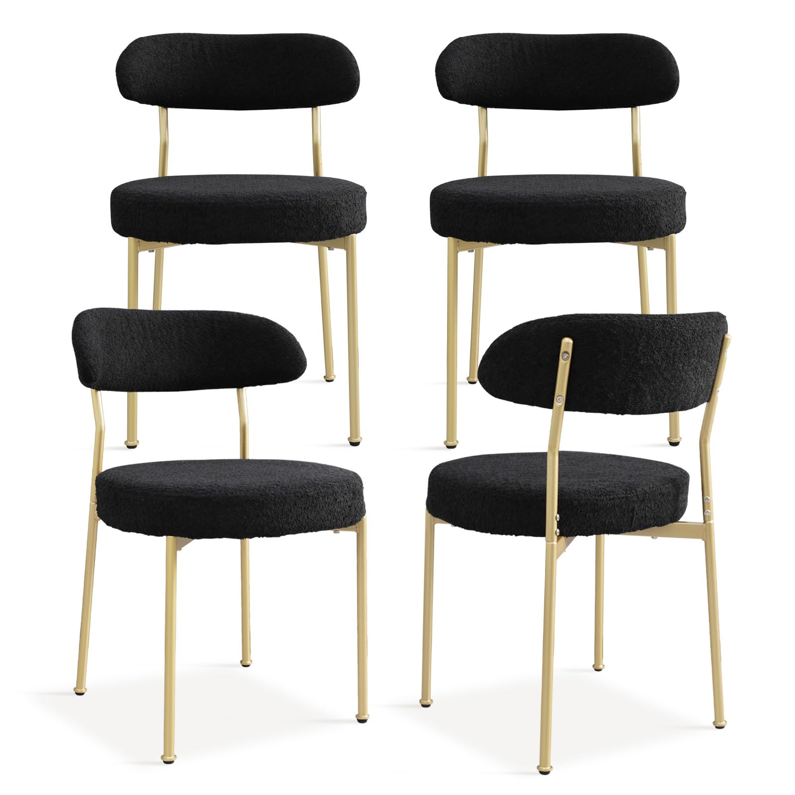 SoarTalent Black Boucle Dining Chair Set of 4, Modern Oval