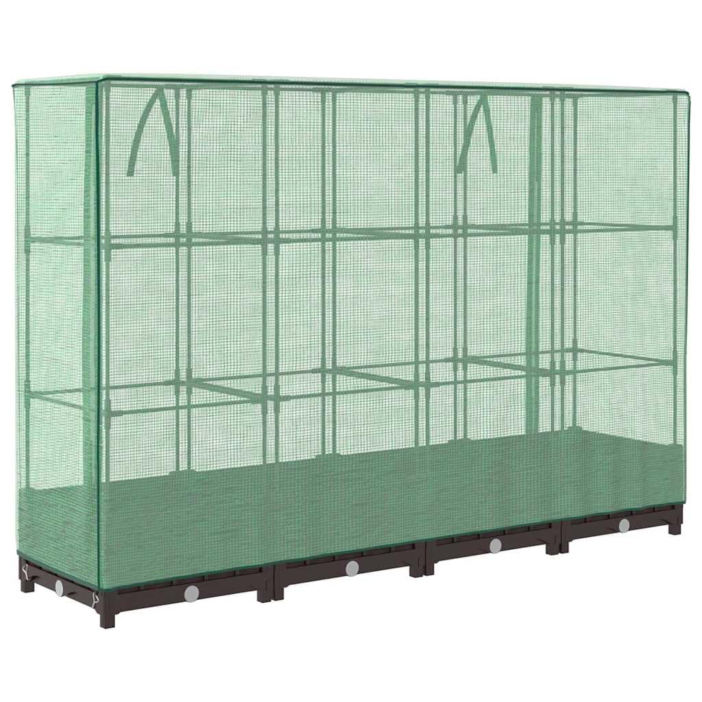 Letto Rialzato con Copertura Serra Effetto Rattan 160x40x123 cm per Coltivazione di Piante Fiori Erbe Aromatiche in Giardino, Terrario o Balcone