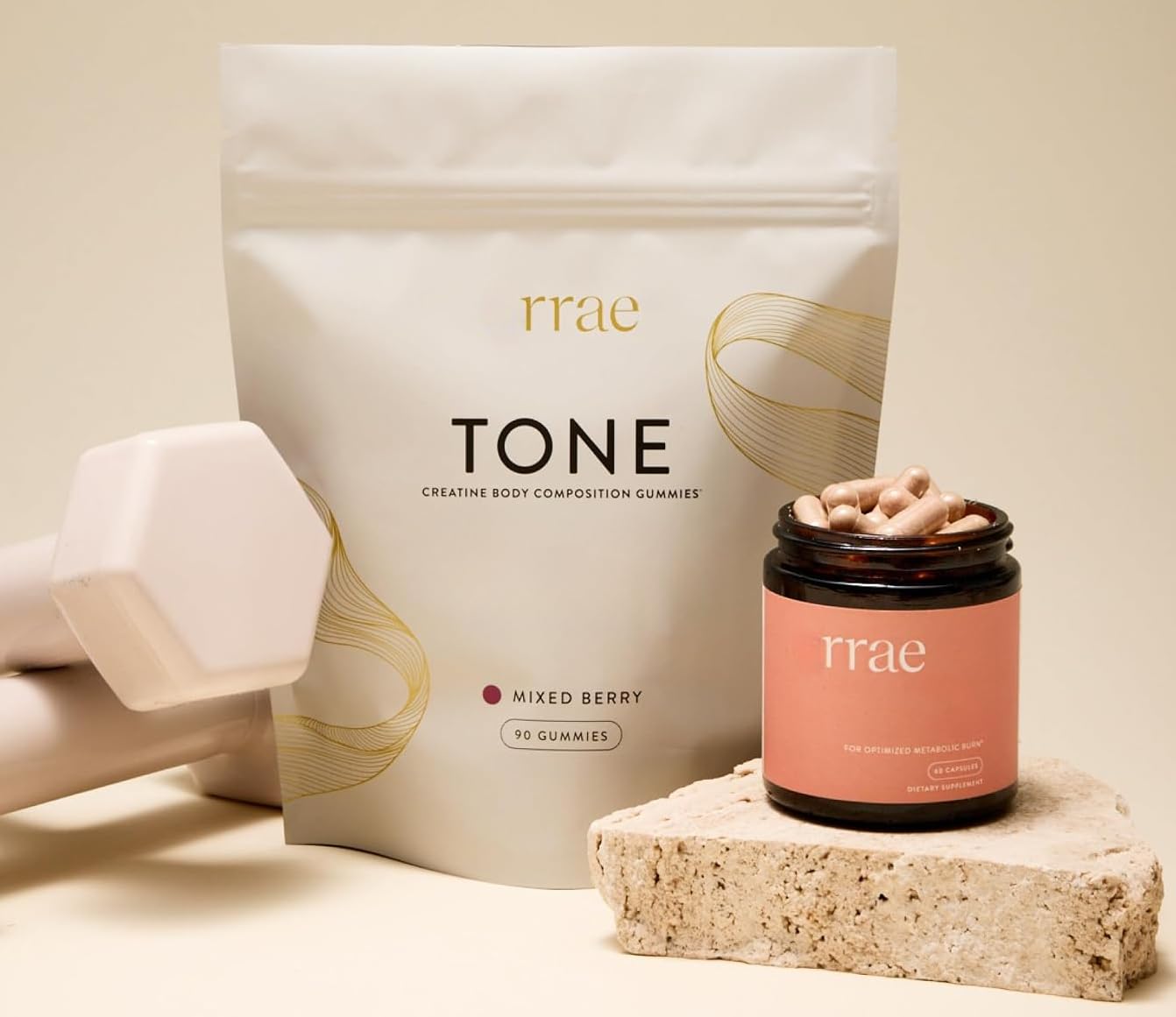 Duo Set di supporto metabolico Caramelle gommose alla creatina e capsule alle erbe per la digestione Energia Muscolo magro Benessere Bacche miste 90 pezzi